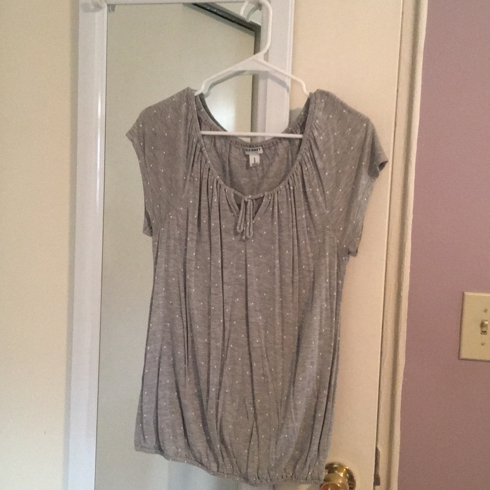 OLD NAVY Grey with White Polka Dots Blouse